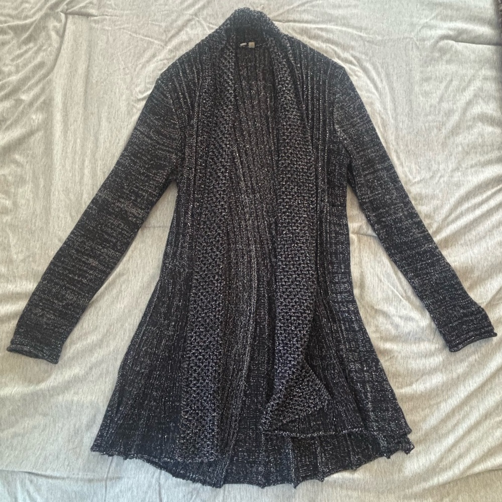 Sparkly Black Long Cardigan